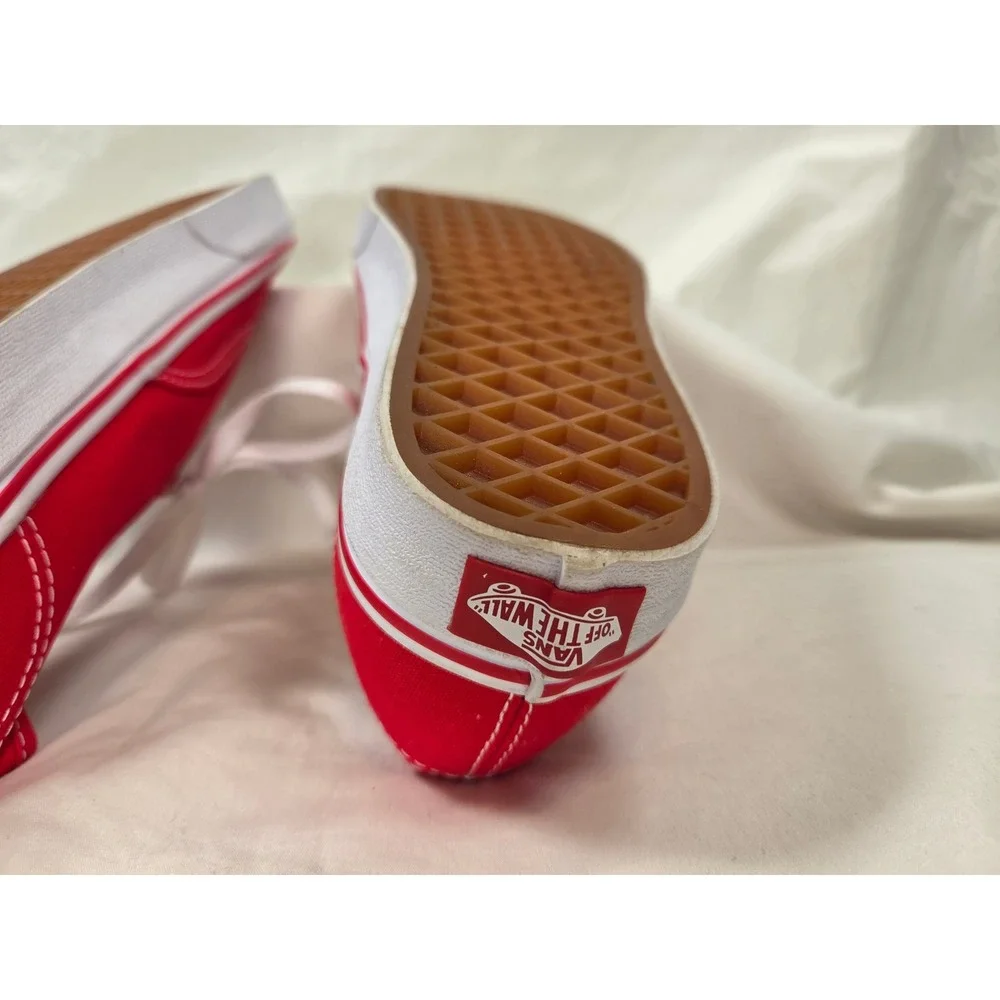 Authentic Original Red White VANS LowTop Canvas Shoe Men 5 Women 6.5 UK 4 EUC